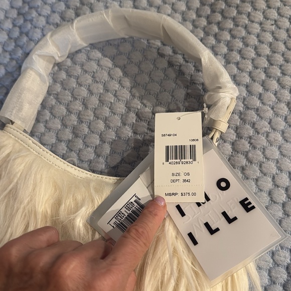 Cream Faux Fur Shoulder Bag - Picture 3 of 5